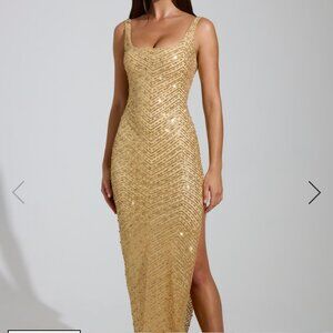 Gold Maxi Dress, size:, brand: Oh Polly
